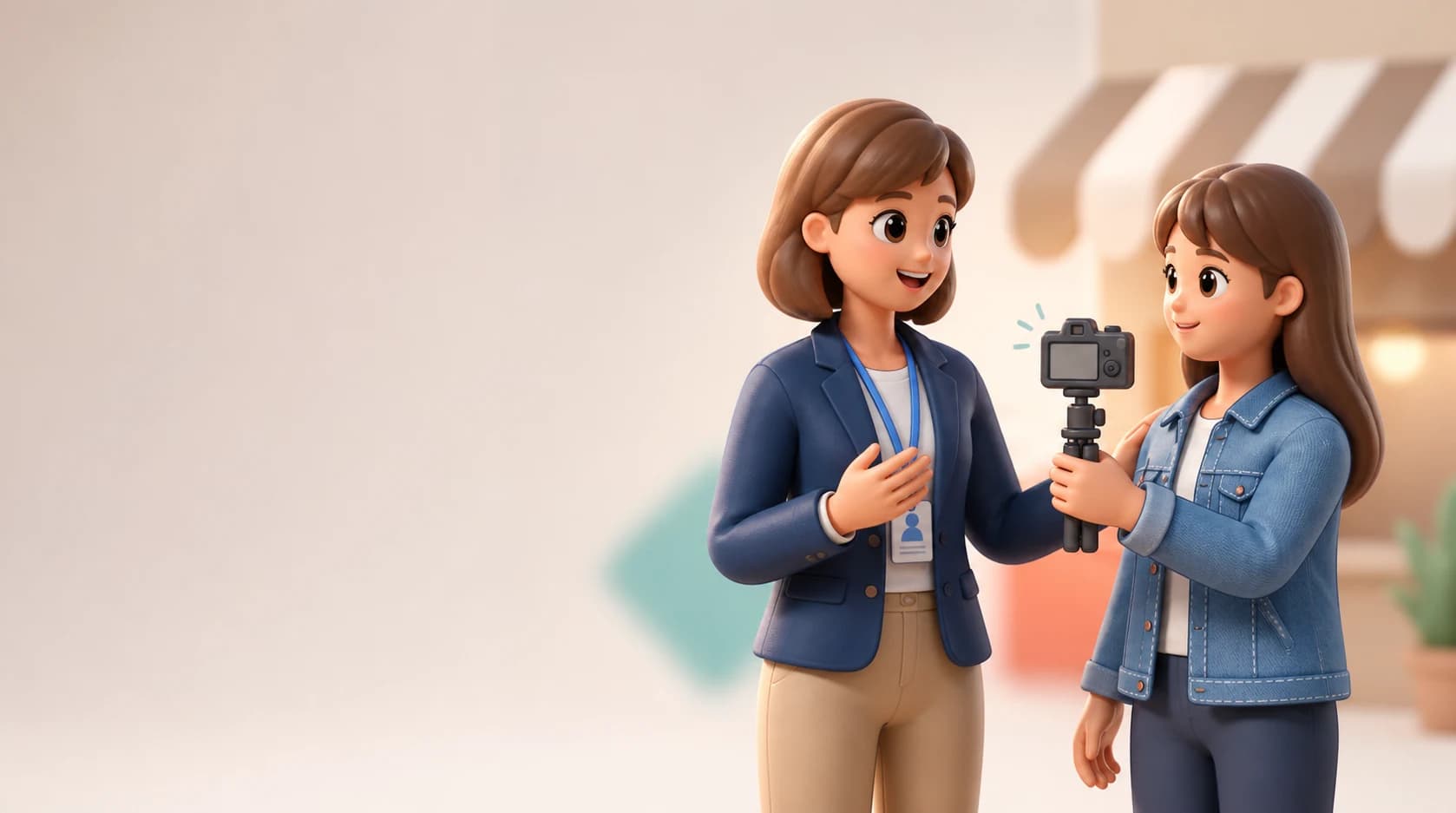 A local business owner talking with a creator